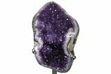 Amethyst Geode Section with Calcite on Metal Stand - Uruguay #171907-2